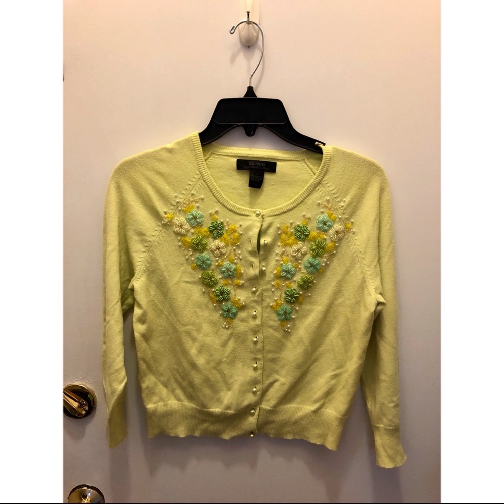 Express Cashmere Cotton Beaded Cardigan